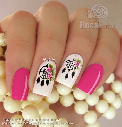 Diseño De Atrapa Sueños Con Gel en Uñas Manos