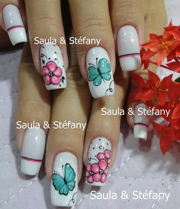 diseno-de-unas-blancas-con-mariposas-4