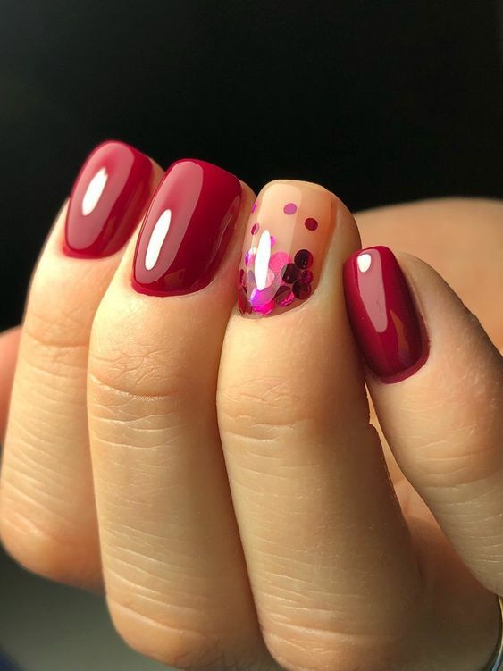Diseño De Uñas Confeti Rojo