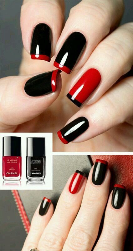 diseno-de-unas-cortas-rojo-con-negro-5