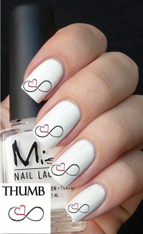 Diseño De Uñas Cortas Simbolo De Infinito