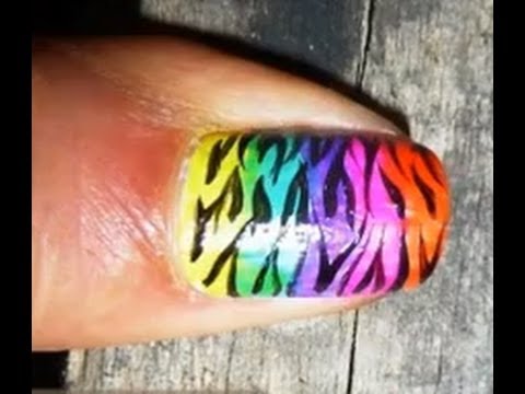 Diseño De Uñas De Cebra Arcoiris Muy Facil