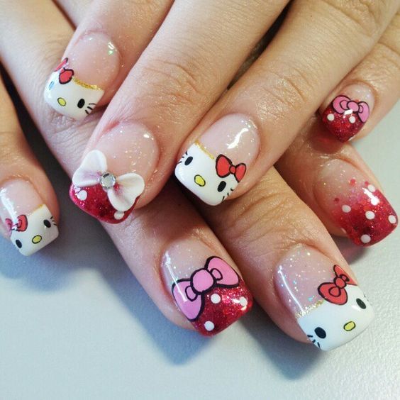 Diseño De Uñas De Hello Kitty De Gelish