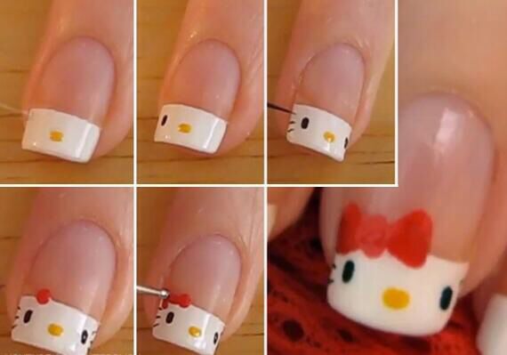 Diseño De Uñas De Hello Kitty Paso a Paso