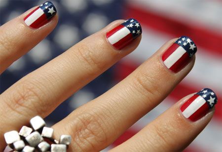 Diseño De Uñas De La Bandera De Estados Unidos
