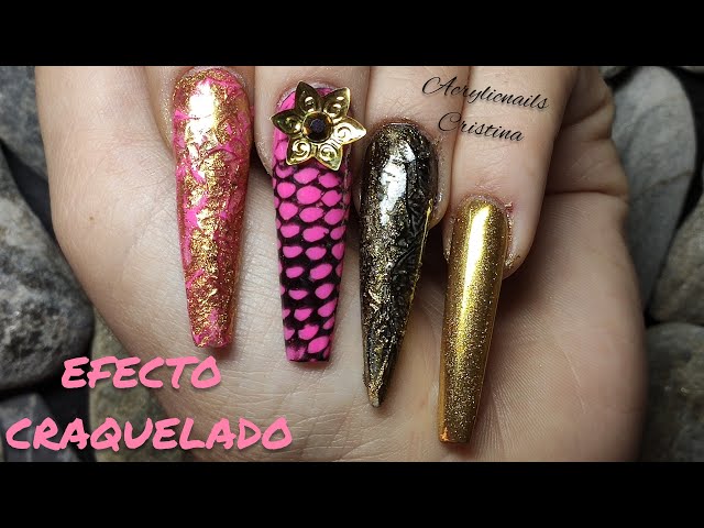 Diseño De Uñas en Tecnica De Craquelado Relieve en Uñas