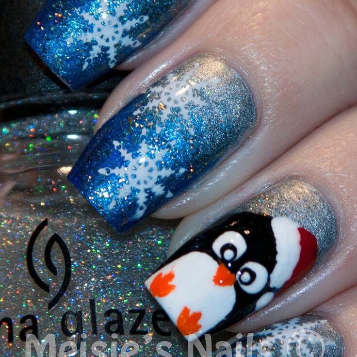Diseño De Uñas Navideñas Pinguino