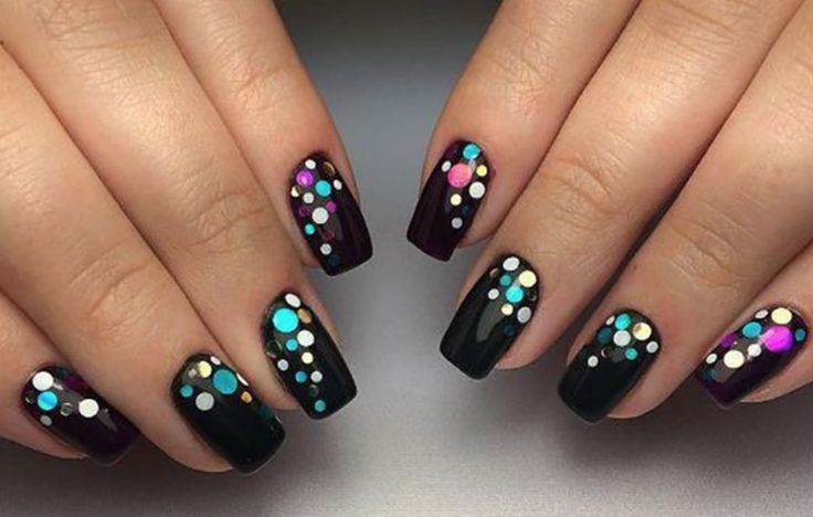 Diseño De Uñas Negro Confeti