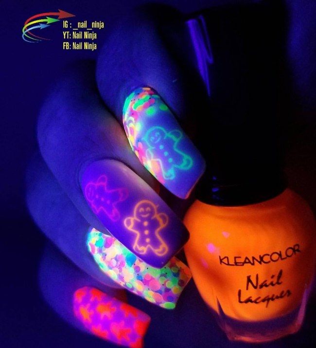 Diseño De Uñas Neon Que Brillan en La Luz