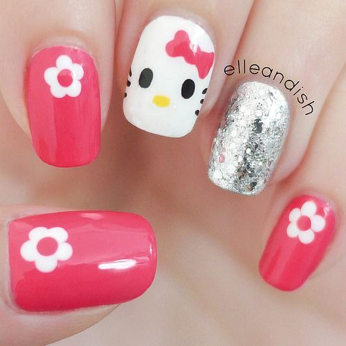 diseno-de-unas-para-ninas-de-hellow-kity-y-corazones-3