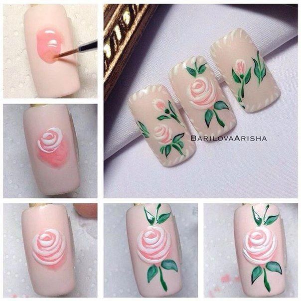 Diseño De Uñas Rosas a Mano Alzada