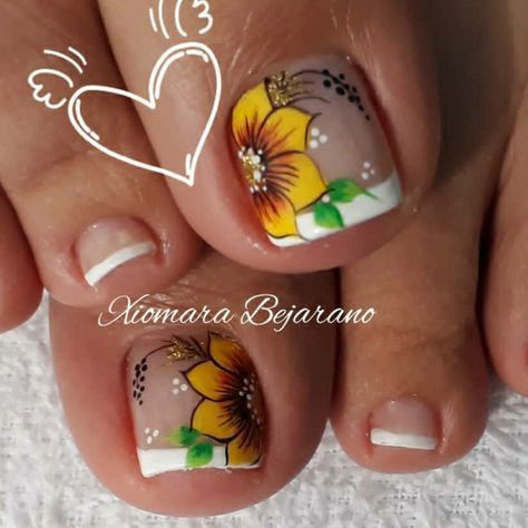 Diseño Para Uñas De Pies Encapsuladas De Girasoles