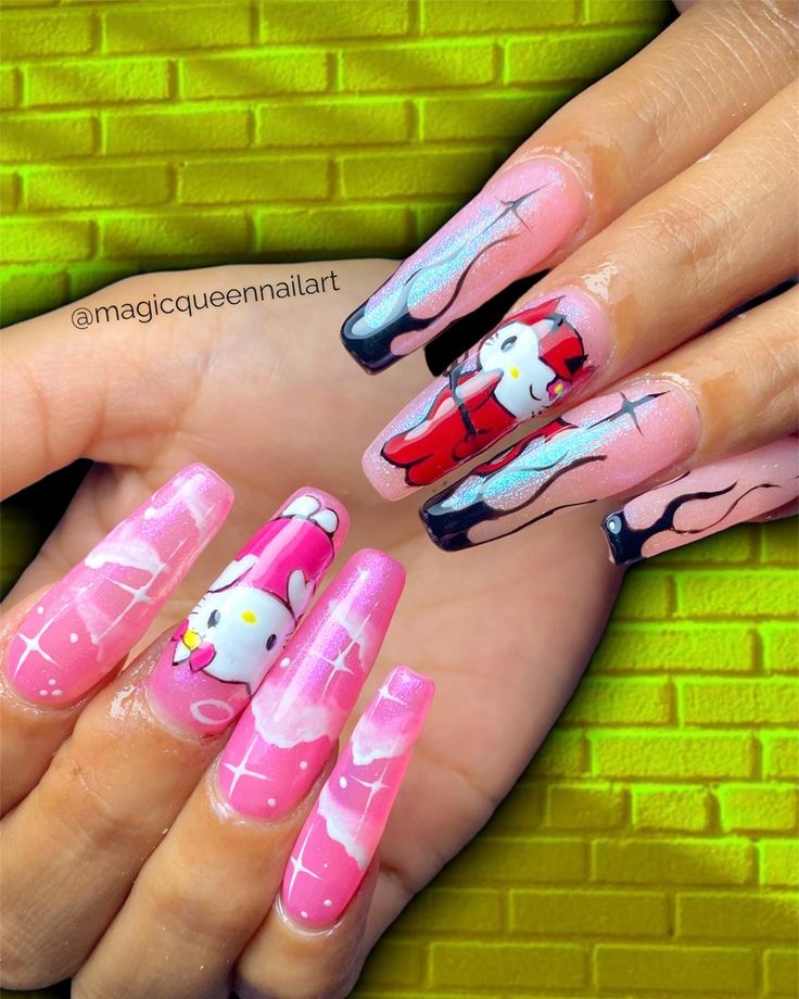 Diseños De Uñas Acrilicas Hello Kitty 【IDEAS E IMÁGENES】