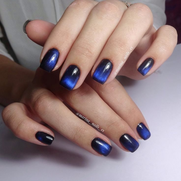Diseños De Uñas Acrilicas Negro Azulado