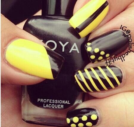 Diseños De Uñas Amarillas Con Negro Y Dorado