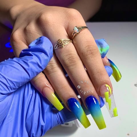 Diseños De Uñas Azul Verde 【IDEAS E IMÁGENES】