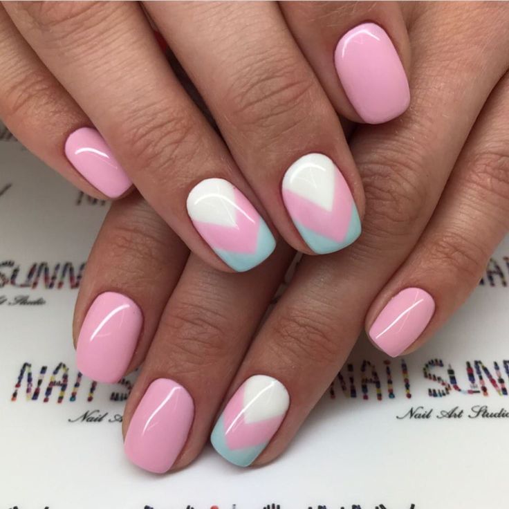 Diseños De Uñas Color Rosa Azul Y Blanco Para Niñas