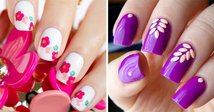 Diseños De Uñas Con Colores Vino Azul Amarillo Rosa