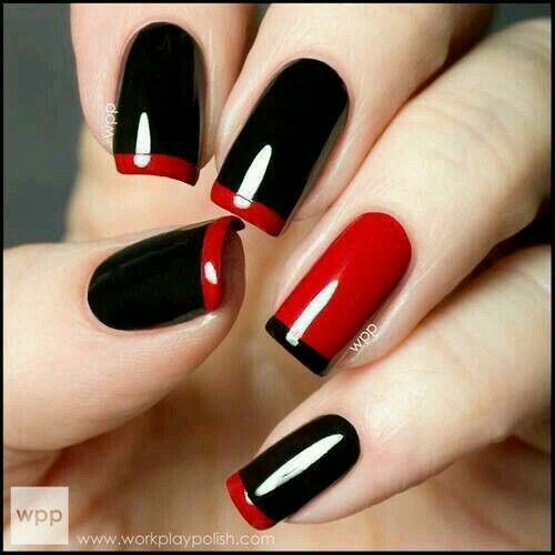 Diseños De Uñas De Las Manos Con Negro Y Rojo