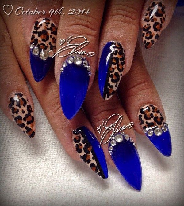 Diseños De Uñas De Leopardo Con Piedras