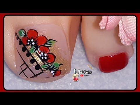 Diseños De Uñas De Pies Con Flores Rojas