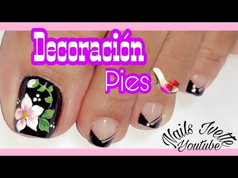 Diseños De Uñas Del Pie Para Vestido Negro Con Flores
