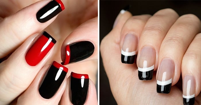 disenos-de-unas-en-punta-blanca-con-rojo-y-negro-2