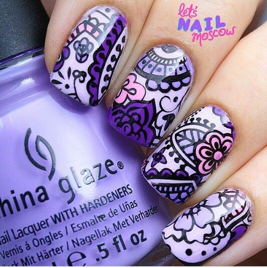 disenos-de-unas-para-ninas-de-color-morado-con-dibujo-6