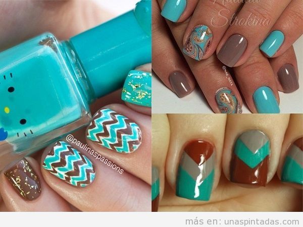 disenos-de-unas-verde-turquesa-con-decoraciones-doradas-de-gel-5