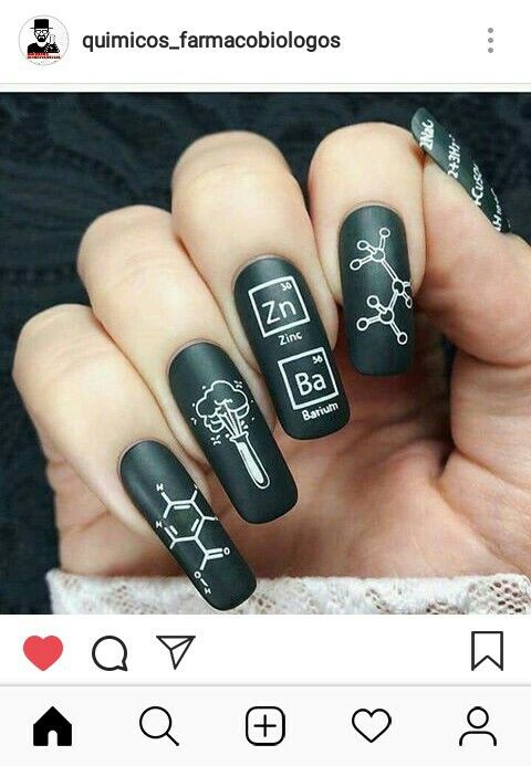 Uñas Con Diseño De Quimica